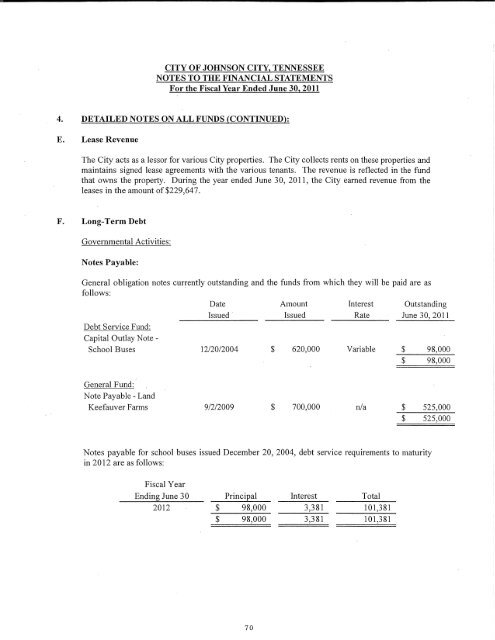 Comprehensive Annual Financial Report (CAFR) - Johnson City