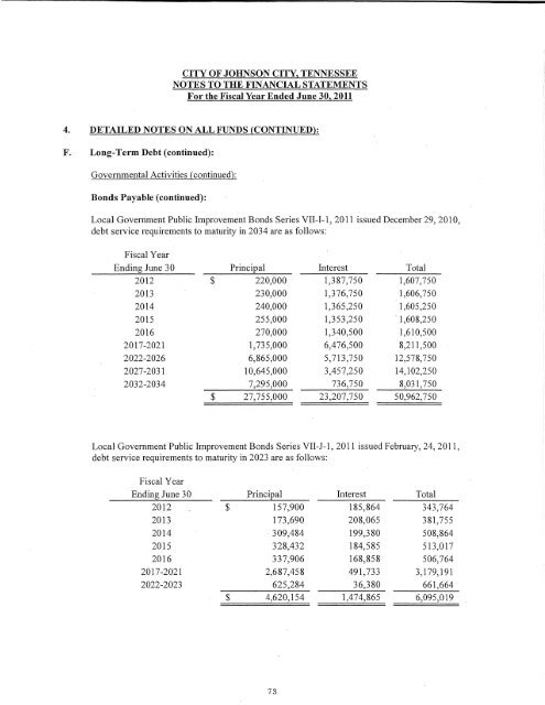 Comprehensive Annual Financial Report (CAFR) - Johnson City