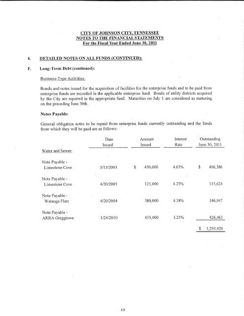 Comprehensive Annual Financial Report (CAFR) - Johnson City