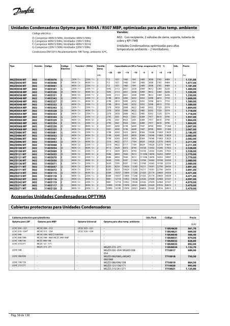 Refrigeração e Ar Condicionado Lista de Preços 2009 ... - Danfoss