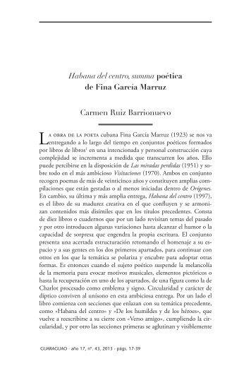 Habana del centro, summa poética de Fina García Marruz Carmen ...