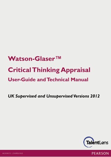 Watson-Glaser User Guide and Technical Manual - TalentLens