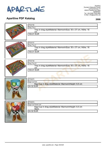 APARTLINE Apartline PDF Katalog - Eurotech Networks GMBH