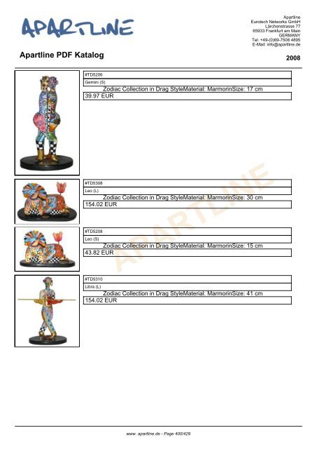 APARTLINE Apartline PDF Katalog - Eurotech Networks GMBH