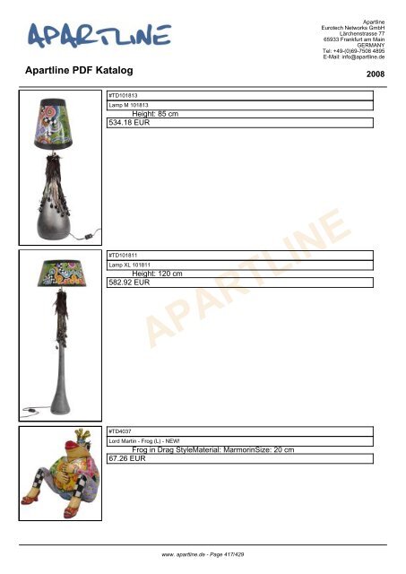 APARTLINE Apartline PDF Katalog - Eurotech Networks GMBH