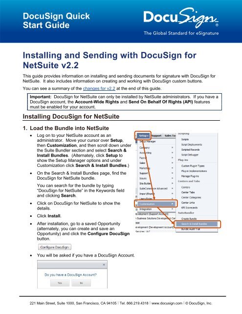 DocuSign for NetSuite Quick Start Guide