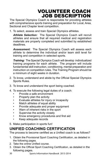 Sports Information Handbook - Special Olympics New Jersey