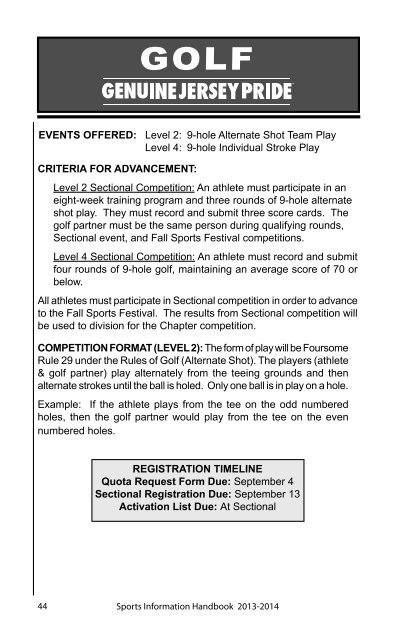 Sports Information Handbook - Special Olympics New Jersey