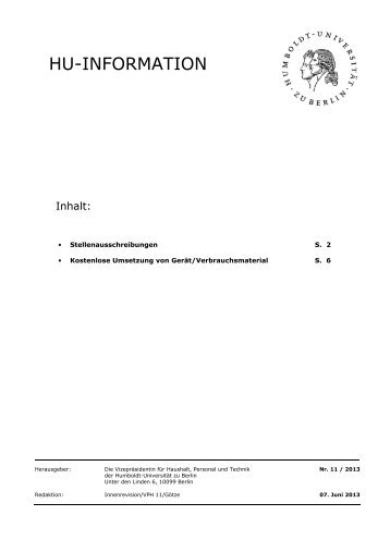 11/2013 - HU-Informationen - Humboldt-UniversitÃ¤t zu Berlin