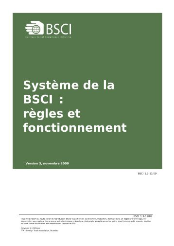 SystÃ¨me de la BSCI : rÃ¨gles et fonctionnement