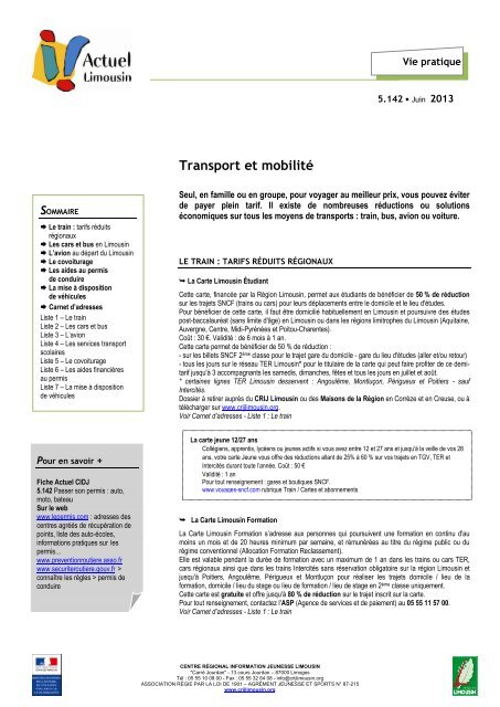 5.142 Transport et mobilitÃ© - (CRIJ) Limousin