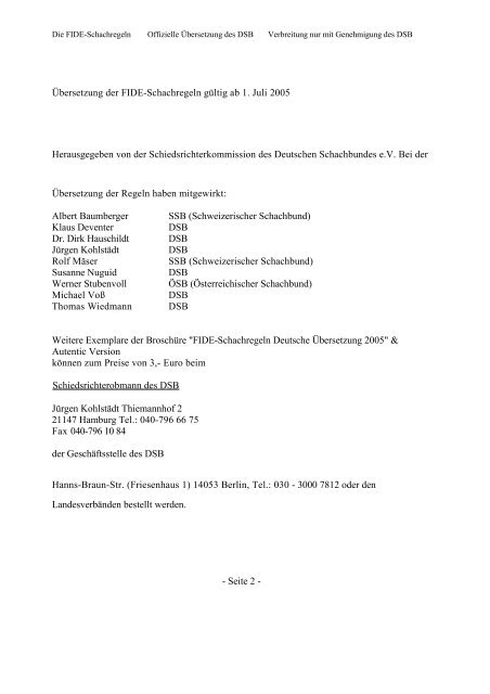 Die FIDE - Schachregeln - Deutscher Schachbund