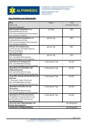 Kurs Preisliste von Alpinmedic: