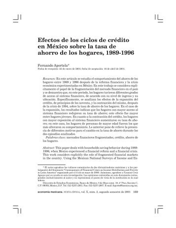 Efectos de los ciclos de crédito en México sobre la tasa de ahorro ...