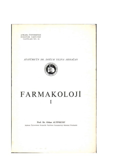 FARMAKOLOJİ - Ankara Üniversitesi Kitaplar Veritabanı