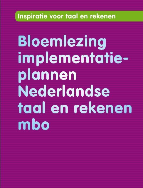 Bloemlezing Taal en Rekenen - Steunpunt taal en rekenen mbo