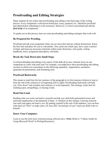 Proofreading and Editing Strategies - Ashford Writing