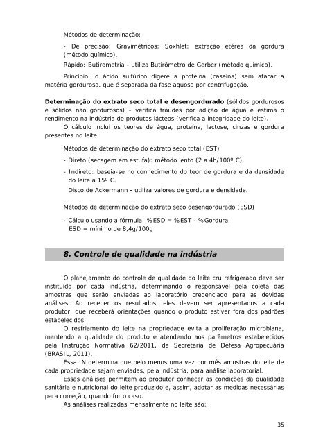 Qualidade do leite e derivados - Pesagro-Rio