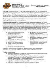 Summer Conference Assistant Job Description - OSU Residential Life