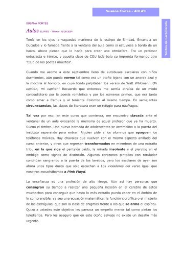 Aulas, Susana Forte - Materiales de Lengua y Literatura