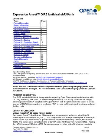 pGIPZ Manual - Thermo Scientific