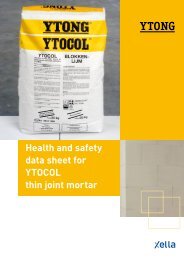 Health and safety data sheet for YTOCOL thin joint mortar - Xella UK