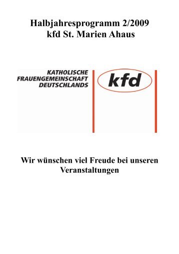 Halbjahresprogramm 2/2009 kfd St. Marien Ahaus - Pfarrgemeinde ...