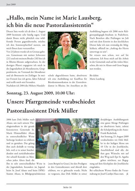 Pfarrbrief Sommer 2009 - Pfarrgemeinde St. Mariä Himmelfahrt
