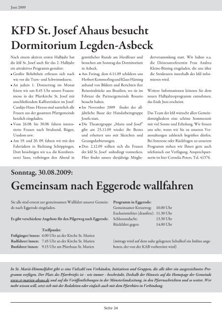 Pfarrbrief Sommer 2009 - Pfarrgemeinde St. Mariä Himmelfahrt