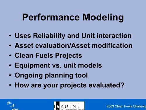 Process Reliability Modeling for Clean Fuels ... - Maros and Taro