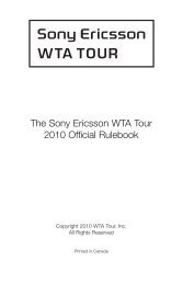 The Sony Ericsson WTA Tour 2010 Official Rulebook - Tennis Canada