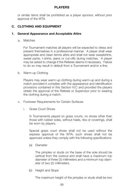 The Sony Ericsson WTA Tour 2010 Official Rulebook - Tennis Canada