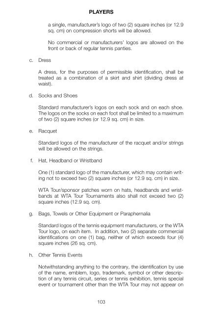 The Sony Ericsson WTA Tour 2010 Official Rulebook - Tennis Canada