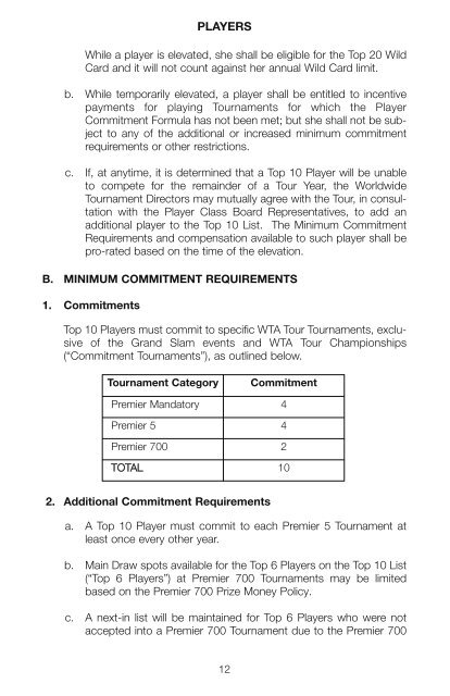 The Sony Ericsson WTA Tour 2010 Official Rulebook - Tennis Canada