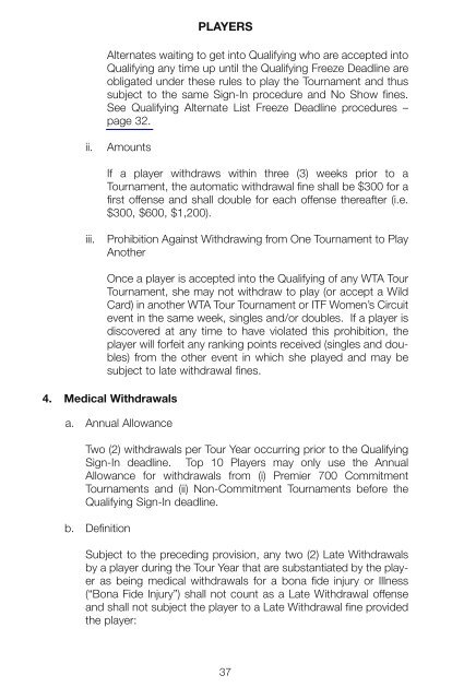 The Sony Ericsson WTA Tour 2010 Official Rulebook - Tennis Canada