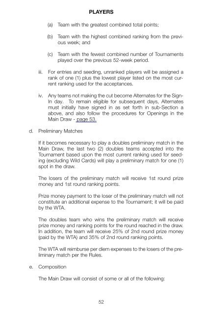 The Sony Ericsson WTA Tour 2010 Official Rulebook - Tennis Canada