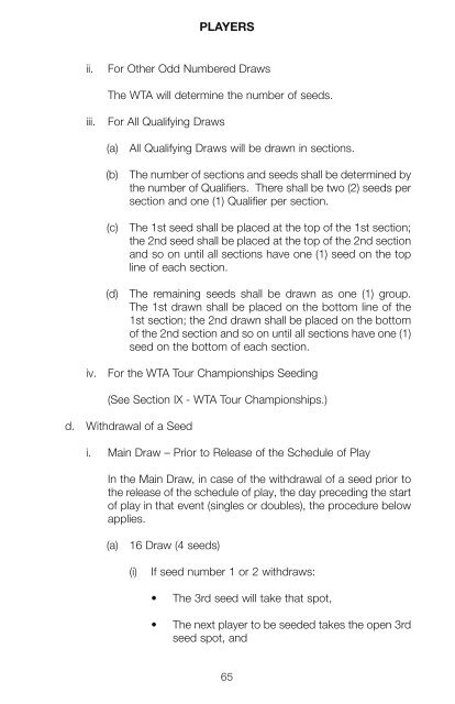 The Sony Ericsson WTA Tour 2010 Official Rulebook - Tennis Canada