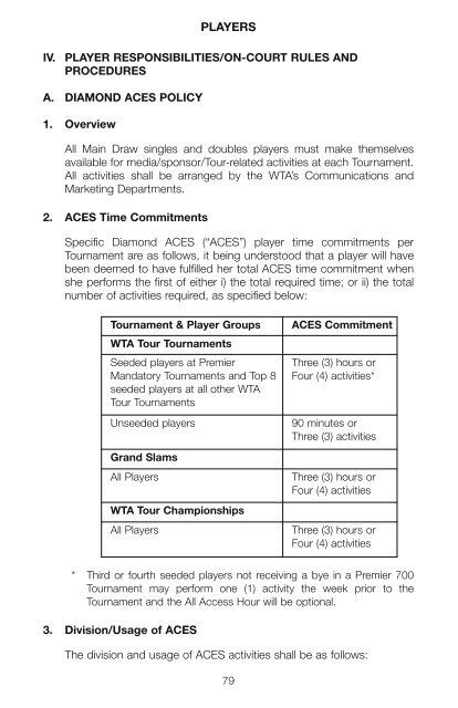 The Sony Ericsson WTA Tour 2010 Official Rulebook - Tennis Canada