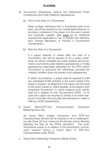 The Sony Ericsson WTA Tour 2010 Official Rulebook - Tennis Canada