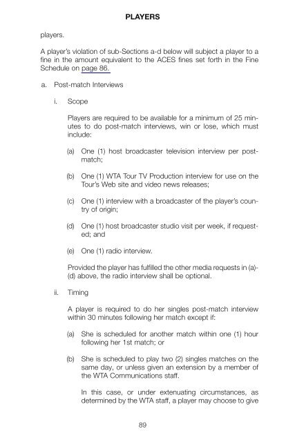 The Sony Ericsson WTA Tour 2010 Official Rulebook - Tennis Canada