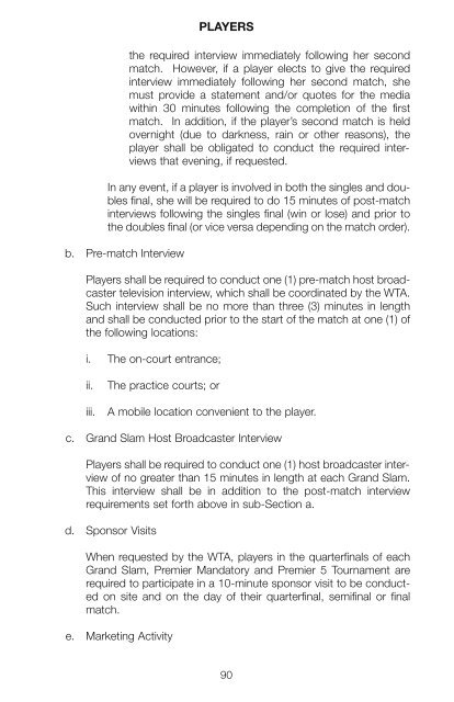 The Sony Ericsson WTA Tour 2010 Official Rulebook - Tennis Canada