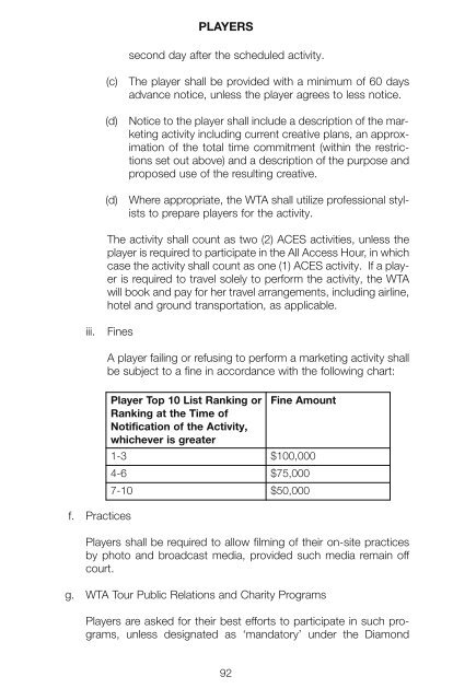 The Sony Ericsson WTA Tour 2010 Official Rulebook - Tennis Canada