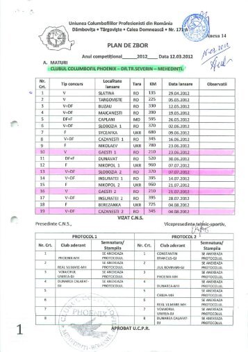 PLAN DE ZBOR - Uniunea Columbofililor din Romania