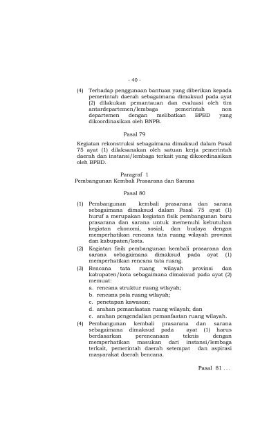 Peraturan Pemerintah No.21 Tahun 2008 - BNPB