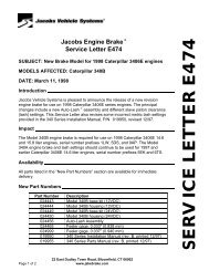 SERVICE LETTER E474 - Jacobs Vehicle Systems