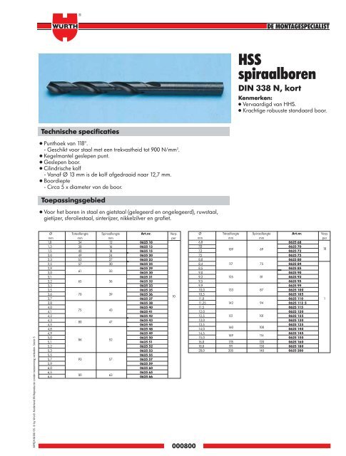 5. Materiaal- bewerking - WÃ¼rth Nederland