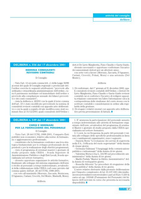 Notiziario n. 5/2001 - Ordine degli Psicologi del Lazio