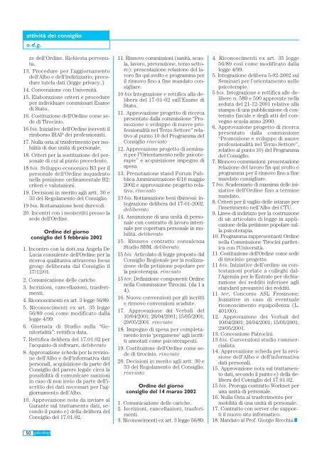 Notiziario n. 5/2001 - Ordine degli Psicologi del Lazio