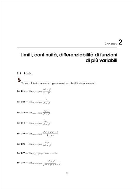 Esercizi di Analisi Mat. 2 - Esercizi e Dispense - UniversitÃ  degli ...