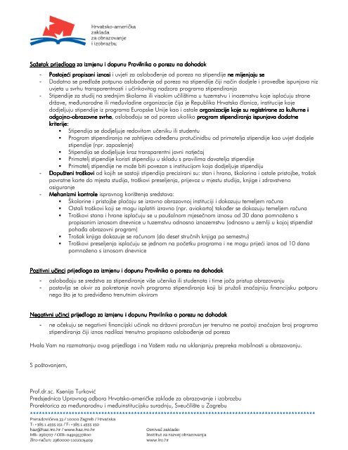 Naslovno pismo upućeno gdinu. Ivanu Šukeru, ministru financija RH